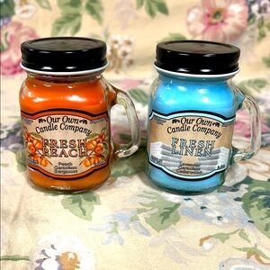 Our Own Candle Company Fresh Peach and Fresh Linen Candles